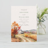 Invitation Ferme automnale rustique avec Mariage d'impression (Debout devant)