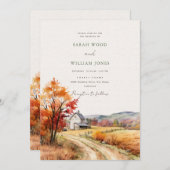 Invitation Ferme automnale rustique avec Mariage d'impression (Devant / Derrière)