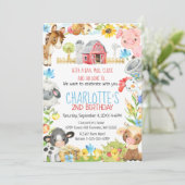 Invitation Ferme Barnyard Animal Anniversaire (Debout devant)