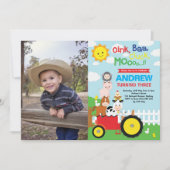 Invitation Ferme Barnyard Animaux Anniversaire Zoo de sélecti (Devant)