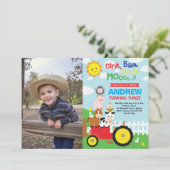 Invitation Ferme Barnyard Animaux Anniversaire Zoo de sélecti (Debout devant)