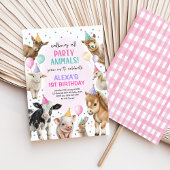 Invitation Ferme Barnyard Fête Animaux Fille Anniversaire