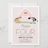 Invitation Ferme Barnyard Rose Girl Anniversaire (Devant)