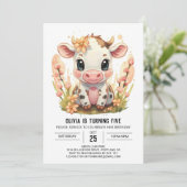 Invitation Ferme Boho Barnyard Vache Anniversaire (Debout devant)