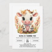 Invitation Ferme Boho Barnyard Vache Anniversaire (Devant / Derrière)