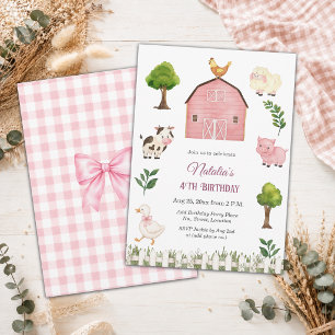 Invitation Ferme d'animaux à l'aquarelle Fête d'anniversaire