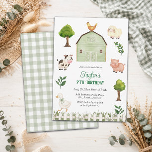 Invitation Ferme d'animaux à l'aquarelle Fête d'anniversaire
