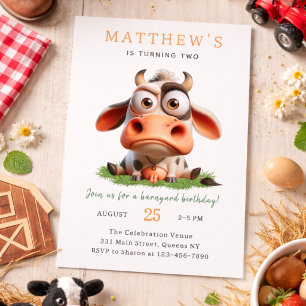 Invitation Ferme d'animaux de compagnie vache mignonne pour u