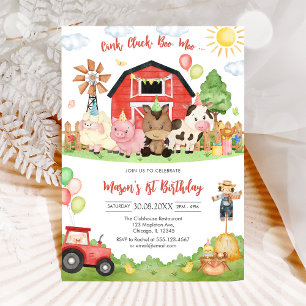 Invitation Ferme d'animaux de naissance Oink Baa Quack Moo