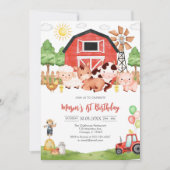 Invitation Ferme d'animaux de naissance Oink Baa Quack Moo (Devant)