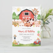 Invitation Ferme d'animaux de naissance Oink Baa Quack Moo (Debout devant)