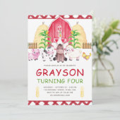 Invitation Ferme d'aquarelle Cute Anniversaire (Debout devant)