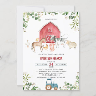Invitation Ferme de Barnyard Baby shower animal neutre selon
