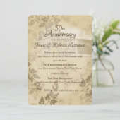 Invitation Ferme de campagne en or antique 50e anniversaire d (Debout devant)