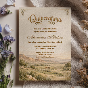 Invitation Ferme de Cheval Olive Quinceañera Occidental