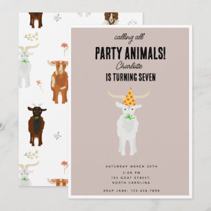 Invitation Ferme de chèvres mignons Thème d'anniversaire de c