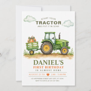 Invitation Ferme de citrouilles vertes pour tracteur pour ann