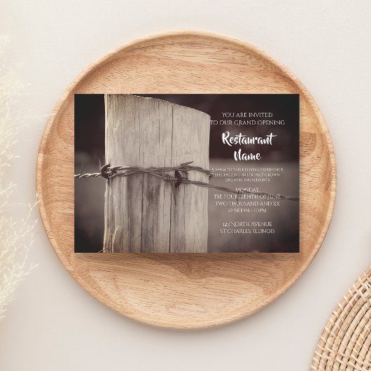 Invitation Ferme de la clôture rurale Restaurant Grand Ouvert