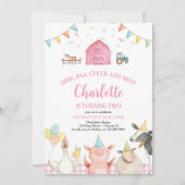 Invitation Ferme de la grange rose Animaux de la ferme Fille  (Devant)