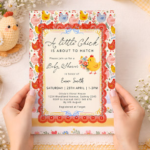 Invitation Ferme de Petit Poussin Fille Baby Shower