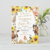 Invitation Ferme de tournesol Animal été Anniversaire (Debout devant)