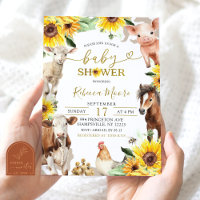 Ferme de tournesol Animaux d'été Baby Shower