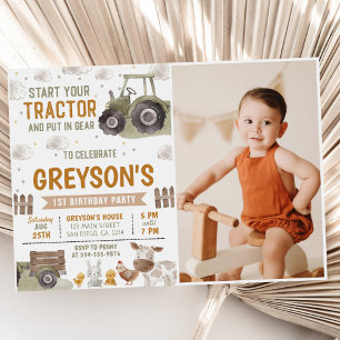 Invitation Ferme de tracteur Animaux de fête d'anniversaire G