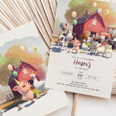Invitation Ferme de tracteur Animaux de fête d'anniversaire G