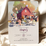 Invitation Ferme de tracteur Animaux de fête d'anniversaire G<br><div class="desc">Qui dit que les basses basses sont juste pour les animaux ? Nous vous invitons à vous joindre à notre joyeux jamboree avec cette invitation fantaisiste pour l'anniversaire de l'enfant ! Peint dans des teintes d'aquarelle douce, notre scène est remplie d'animaux de ferme animés - poules grasses, moutons baisants, et...</div>