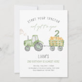 Invitation Ferme de tracteurs verts Anniversaire Toute fête d (Devant)