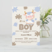 Invitation Ferme de vaches sacrées garçon bébé shower (Debout devant)