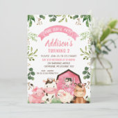 Invitation Ferme de verdure rose et grange Anniversaire (Debout devant)