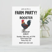 Invitation Ferme des animaux Le coq Je me réveille tôt Drôle (Debout devant)