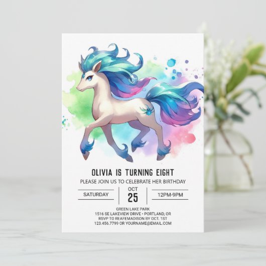 Invitation Ferme en ligne Cheval Anniversaire (Debout devant)