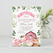 Invitation Ferme et Baby shower de grange rose Floral (Debout devant)