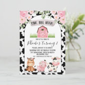 Invitation Ferme florale avec la vache Impression et Arc Anni (Debout devant)