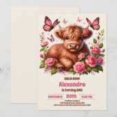 Invitation Ferme Florale Sainte Vache Highland 1er anniversai (Devant / Derrière)