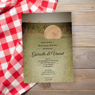 Invitation Ferme Hay Bales Mariage campagnard Dîner de répéti