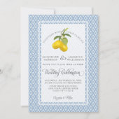 Invitation Ferme Jardin Lemon BOHO Citrus Bleu et blanc (Devant)