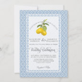 Invitation Ferme Jardin Lemon BOHO Citrus Marine et Blanc (Devant)