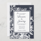 Invitation Ferme mariage Florale Marine & Blanc (Devant)