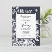 Invitation Ferme mariage Florale Marine & Blanc (Debout devant)
