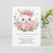 Invitation Ferme Pink Piglet Blissful Baby shower fille (Debout devant)
