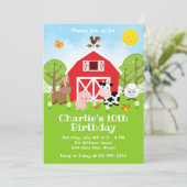 Invitation Ferme Red Barnyard Animaux fête d'anniversaire (Debout devant)