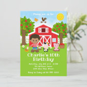 Invitation Ferme Red Barnyard Anniversaire Africain Américain (Debout devant)
