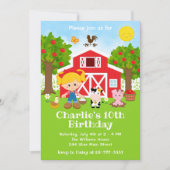 Invitation Ferme Red Barnyard Anniversaire Blonde Coiffeuse f (Devant)