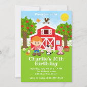 Invitation Ferme Red Barnyard Anniversaire Red Hair Boy (Devant)