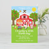 Invitation Ferme Red Barnyard Anniversaire Red Hair Boy (Debout devant)