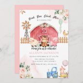 Invitation Ferme rose Animaux de Barnyard Invitatiatiatiatio  (Devant / Derrière)