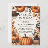 Invitation Ferme Rose Bleu Chute Fille Citrouille Genre Révél (Devant)